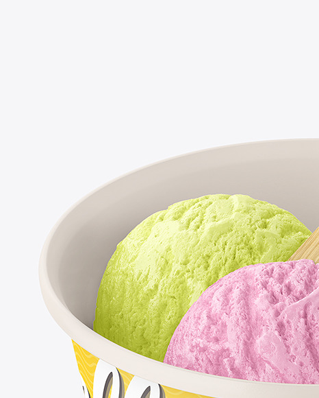 Matte Paper Ice Cream Cup w  Wooden Stick Mockup PSD #2