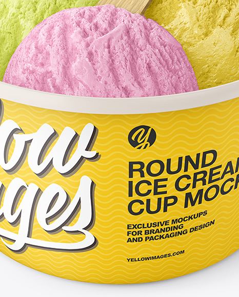 Matte Paper Ice Cream Cup w  Wooden Stick Mockup PSD #6