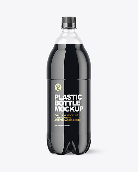 Download Clear Plastic Bottle With Dark Drink Mockup In Bottle Mockups On Yellow Images Object Mockups