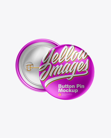 Two Metallic Button Pins Mockup PSD #2