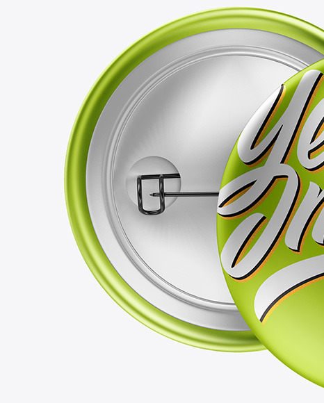 Two Metallic Button Pins Mockup PSD #1