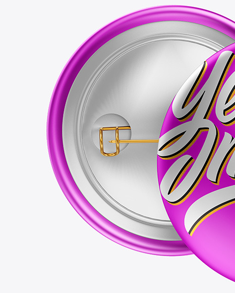 Two Metallic Button Pins Mockup PSD #7