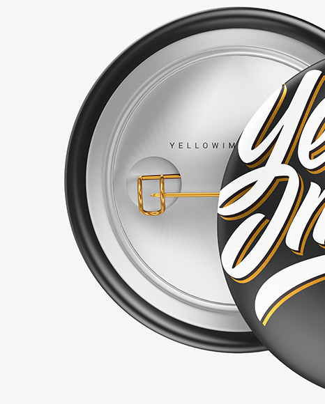 Two Matte Button Pins Mockup PSD #7