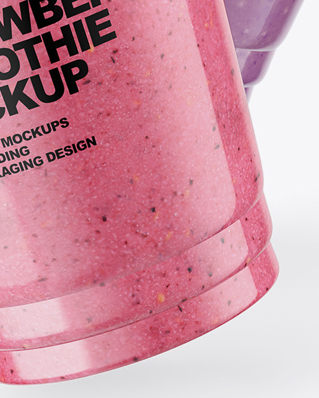 Strawberry and Blueberry Smoothie Cups Mockup PSD #1