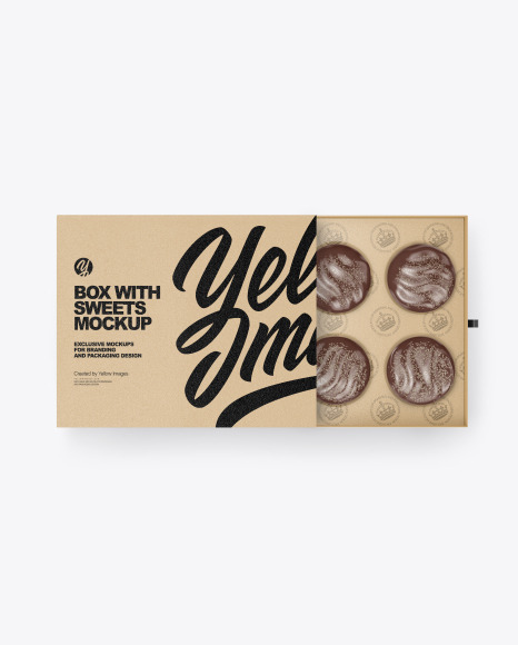 Kraft Box with Sweets Mockup
