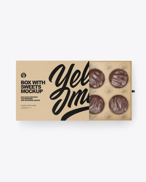 Kraft Box with Sweets Mockup PSD #2