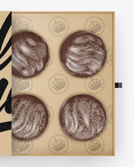 Kraft Box with Sweets Mockup PSD #6