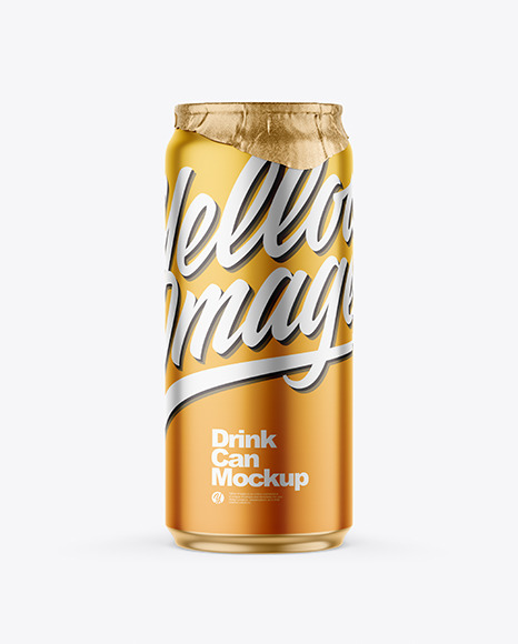 440ml Matte Metallic Drink Can w/Foil Lid Mockup