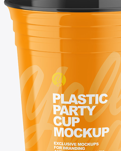 Glossy Plastic Party Cup Mockup PSD #2