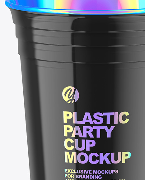 Premium PSD  Front view of clear plastic cup mock-up