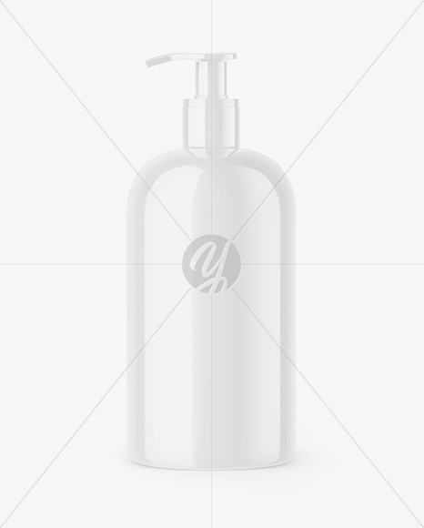 Free Glossy Sanitizer Bottle with Pump Mockup PSD Mockups