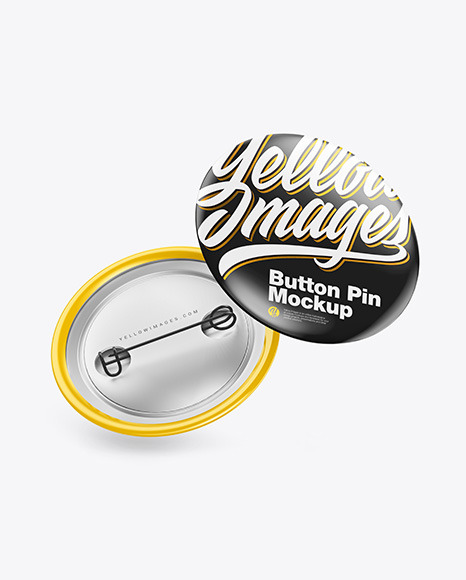 Two Glossy Button Pins Mockup PSD #2