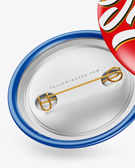 Two Glossy Button Pins Mockup PSD #1