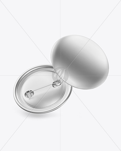 Two Metallic Button Pins Mockup PSD #3