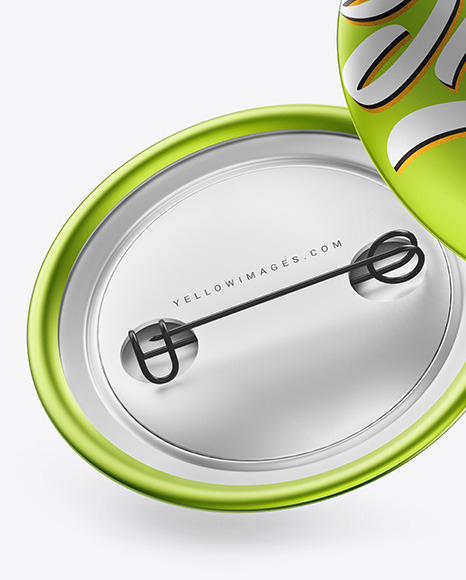 Two Metallic Button Pins Mockup PSD #1