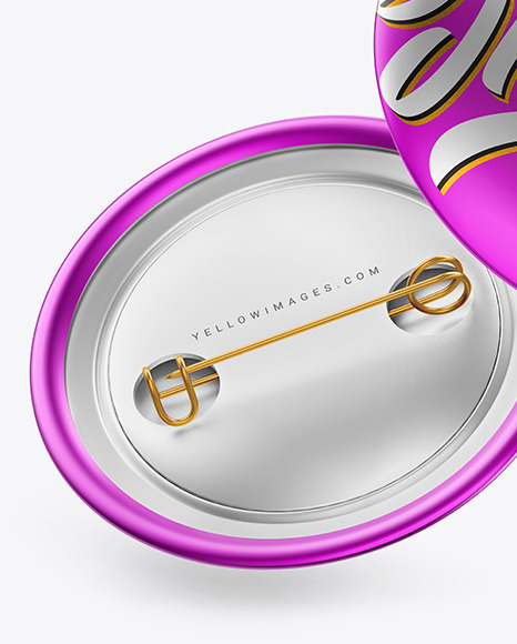 Two Metallic Button Pins Mockup PSD #7