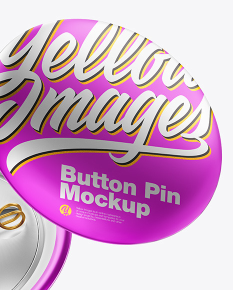 Two Metallic Button Pins Mockup PSD #5