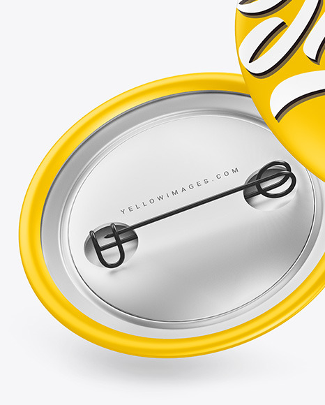 Two Matte Button Pins Mockup PSD #1