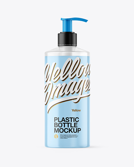 Clear Liquid Soap Bottle with Pump Mockup