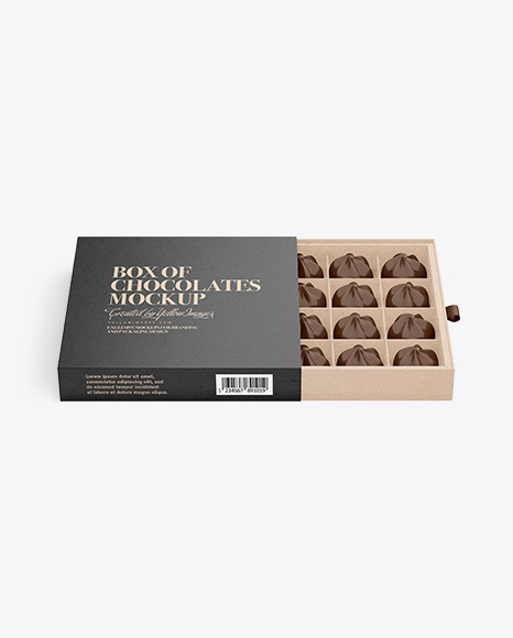 Kraft Paper Box of Chocolate Sweets Mockup PSD #2