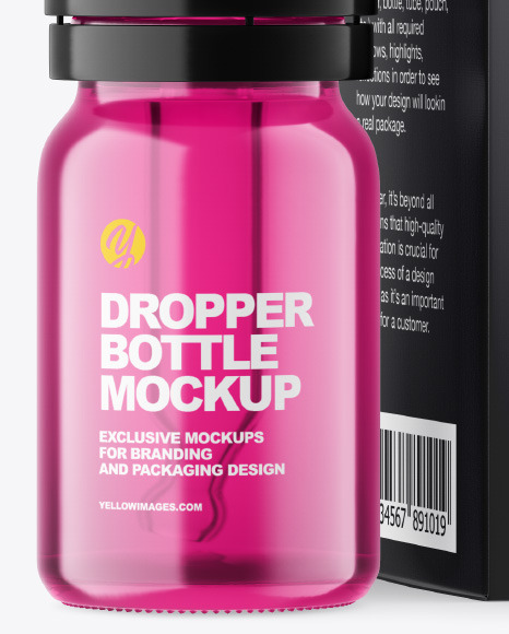 Colored Glass Dropper Bottle w  Paper Box Mockup PSD #2