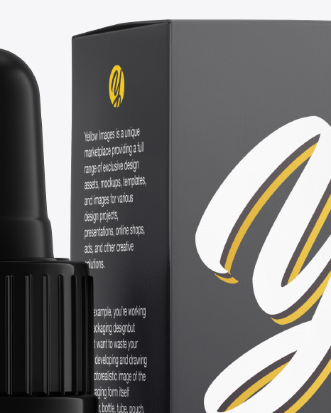 Dark Amber Glass Dropper Bottle w Paper Box Mockup PSD #1
