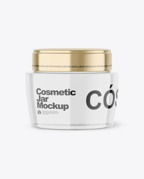 Clear Glass Cosmetic Jar Mockup