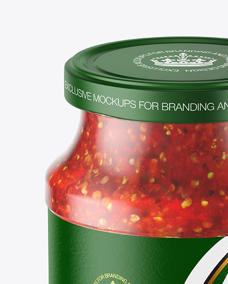 Glass Jar With Chili Sauce Mockup PSD #2