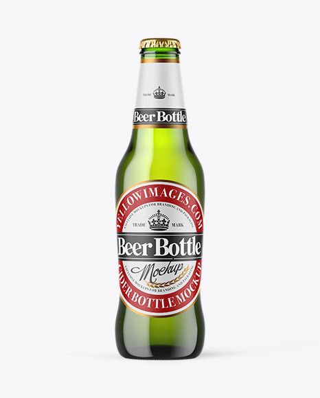 Green Glass Beer Bottle Mockup