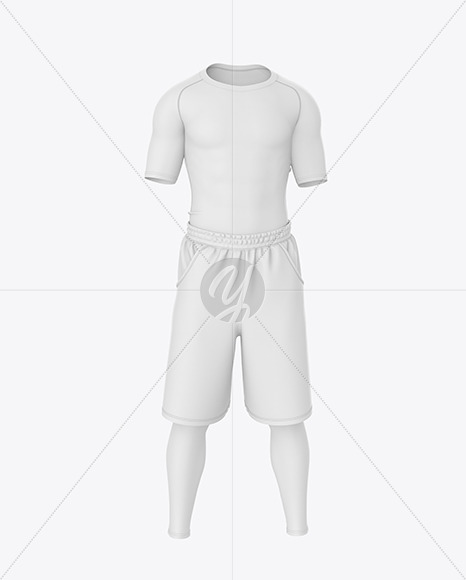 Download Men Compression T Shirt And Shorts Mockup Front View In Apparel Mockups On Yellow Images Object Mockups