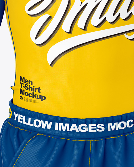 Download Men Compression T-Shirt and Shorts Mockup - Front View in Apparel Mockups on Yellow Images ...