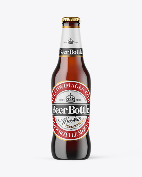 Dark Amber Glass Beer Bottle Mockup