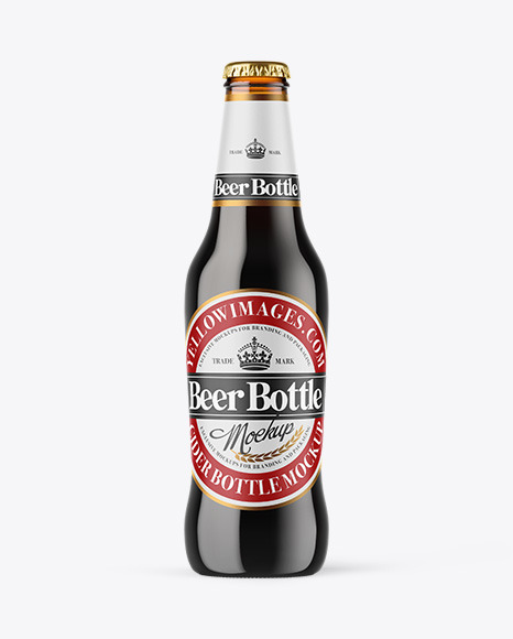 Amber Glass Dark Beer Bottle Mockup