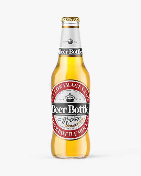 Clear Glass Lager Beer Bottle Mockup