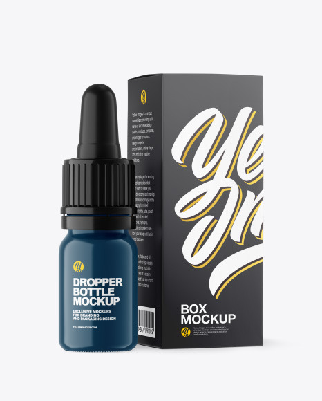 Glossy Dropper Bottle w  Paper Box Mockup PSD #2