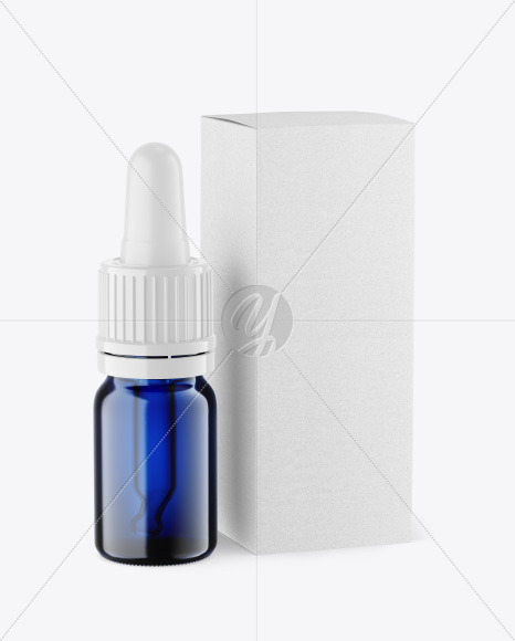 Blue Glass Dropper Bottle w  Kraft Box Mockup PSD #3