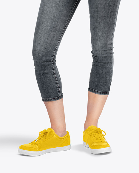 Woman in Strap Top, Shirt   Jeans Mockup PSD #1