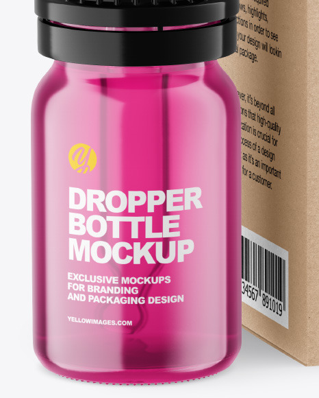 Colored Glass Dropper Bottle w  Kraft Box Mockup PSD #2