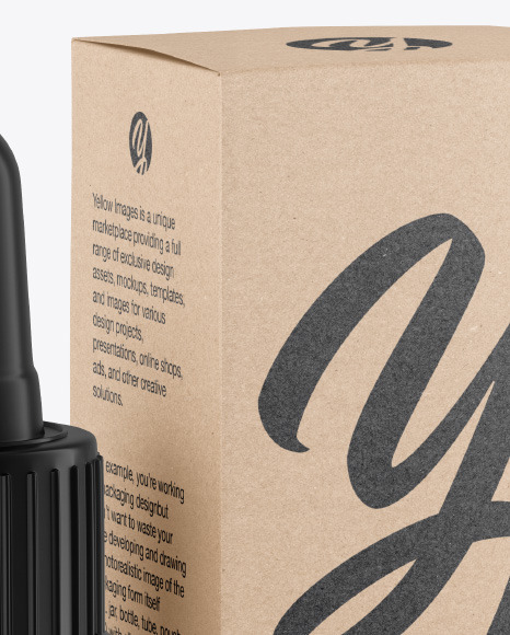Matte Dropper Bottle w  Kraft Box Mockup PSD #1