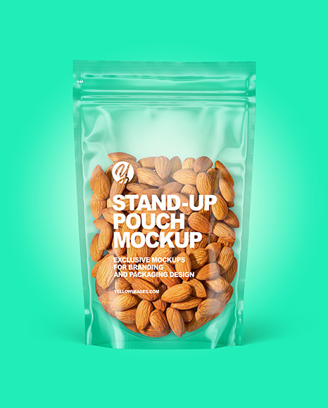Clear Plastic Pouch w  Almonds Mockup PSD #1