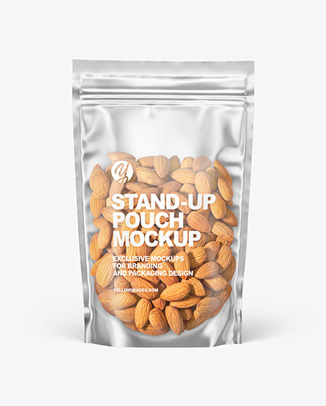 Frosted Plastic Pouch w  Almonds Mockup PSD #2