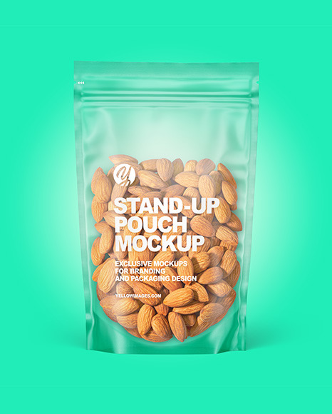 Frosted Plastic Pouch w  Almonds Mockup PSD #1