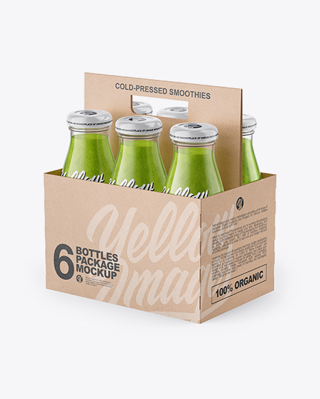 6 Pack Smoothie Bottle Carrier Mockup