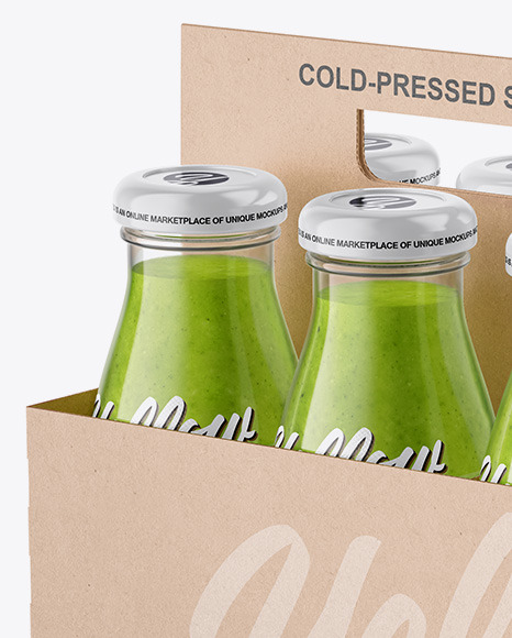 6 Pack Smoothie Bottle Carrier Mockup PSD #2