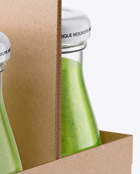 6 Pack Smoothie Bottle Carrier Mockup PSD #1