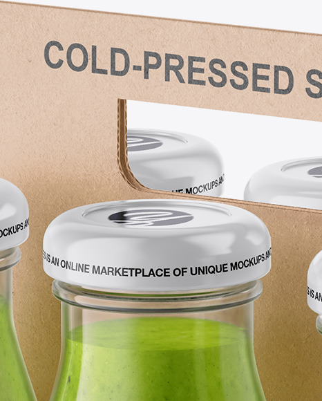 6 Pack Smoothie Bottle Carrier Mockup PSD #7