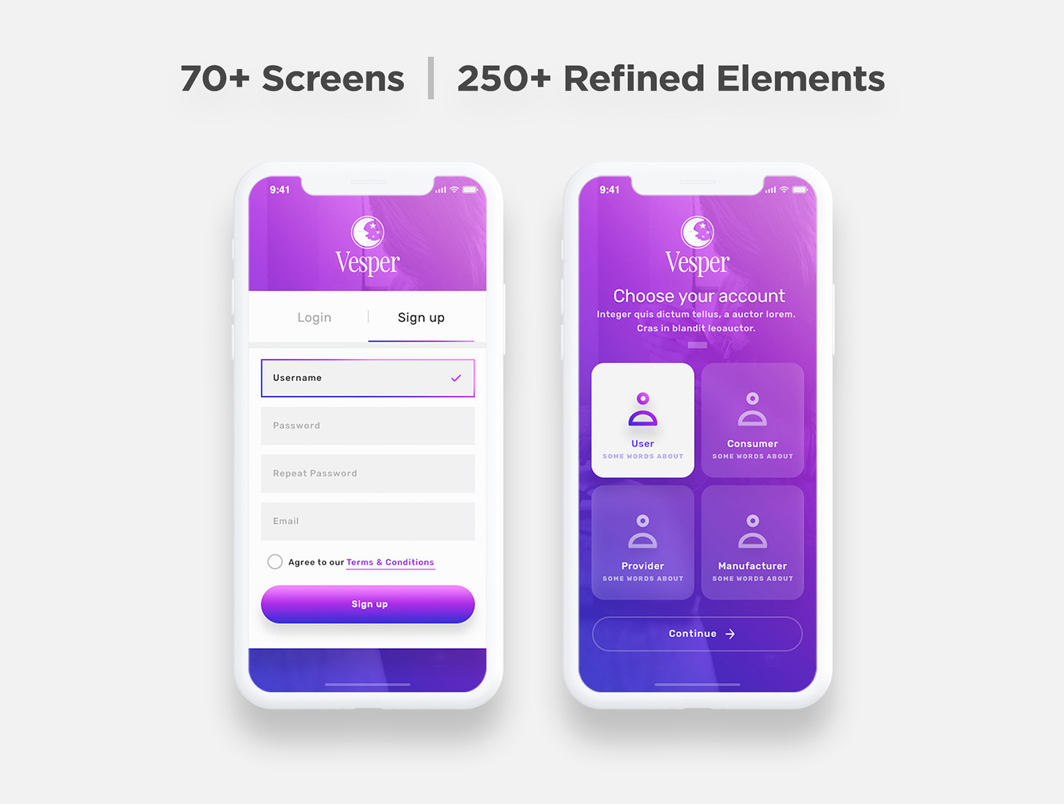 Vesper - Business & Dashboard Mobile App UI Kit