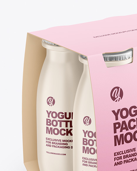 6x100ml Matte Yogurt Pack Mockup
