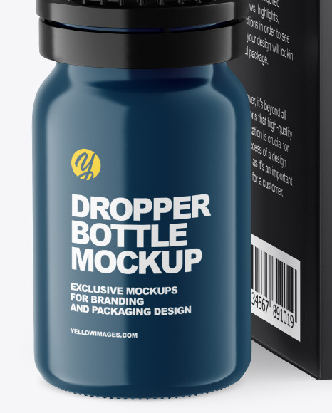 Glossy Dropper Bottle w  Box Mockup PSD #2