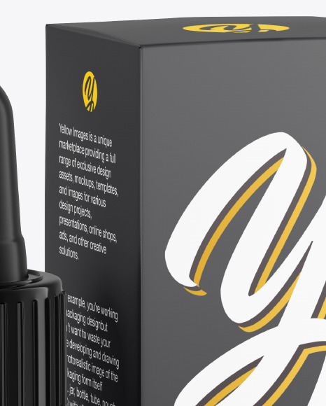 Glossy Dropper Bottle w  Box Mockup PSD #1